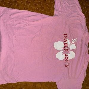 Trader Joe's Pink Short Sleeve Tee with Floral Logo